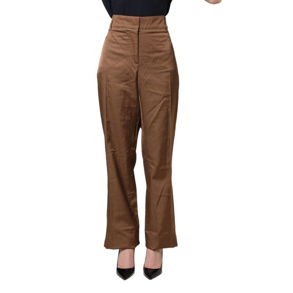 Cavalli Class Brown High Waist Flared Trouser Women's Pants